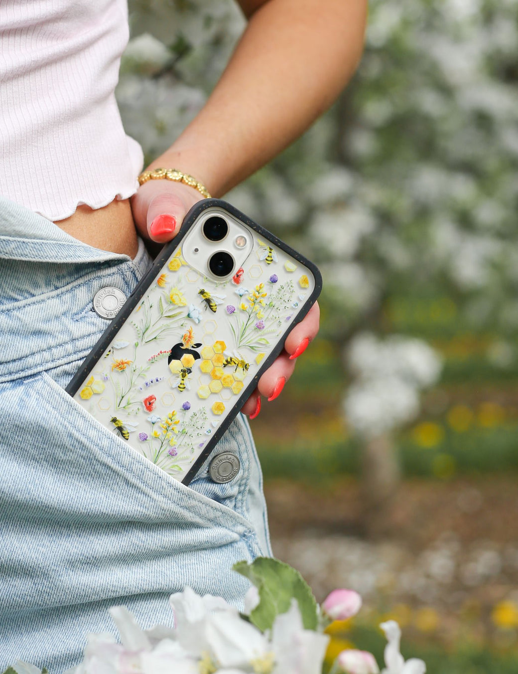 Clear Sweet Bees iPhone 12 Mini Case With Black Ridge