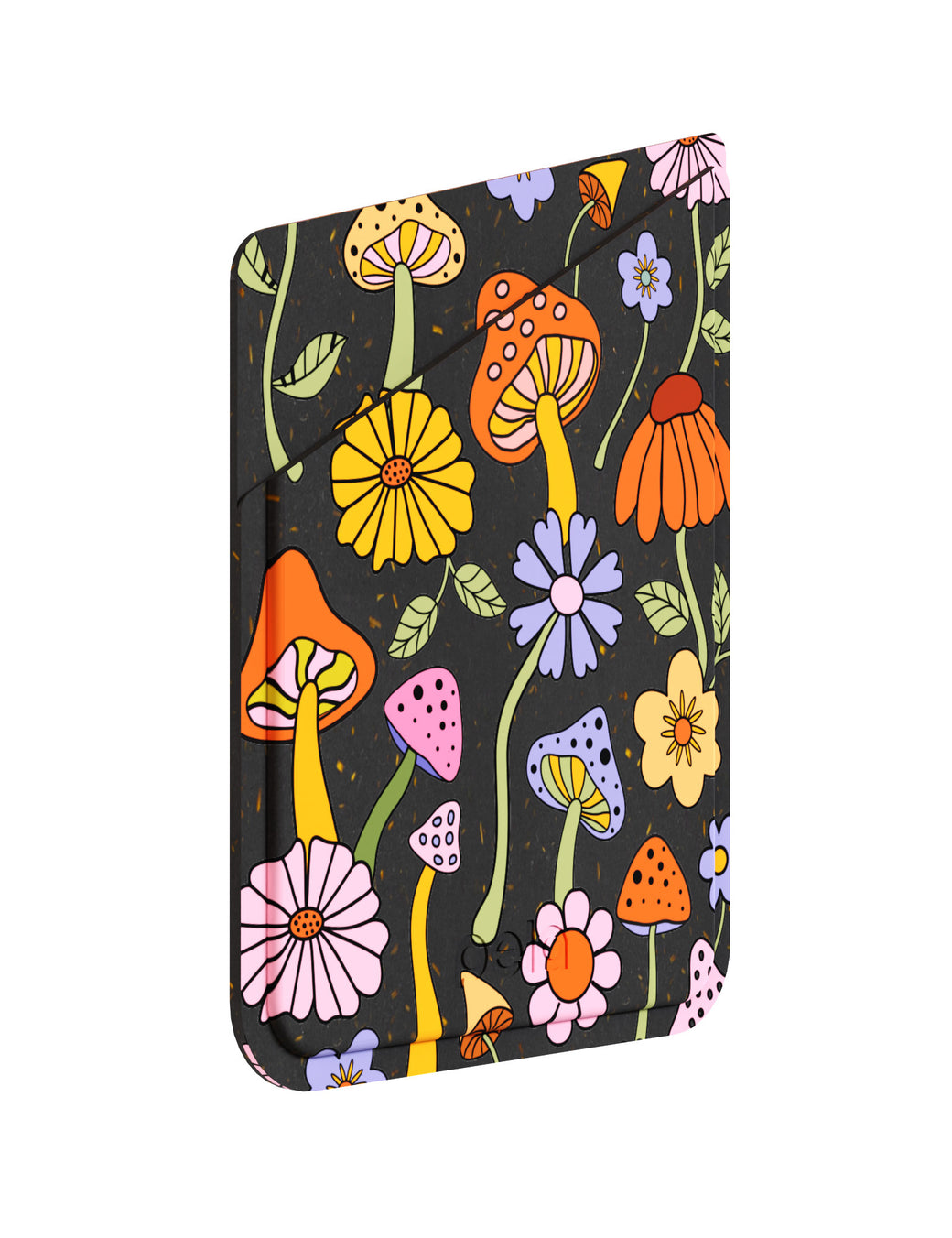 Shrooms and Blooms Black Phone Case Card Holder 