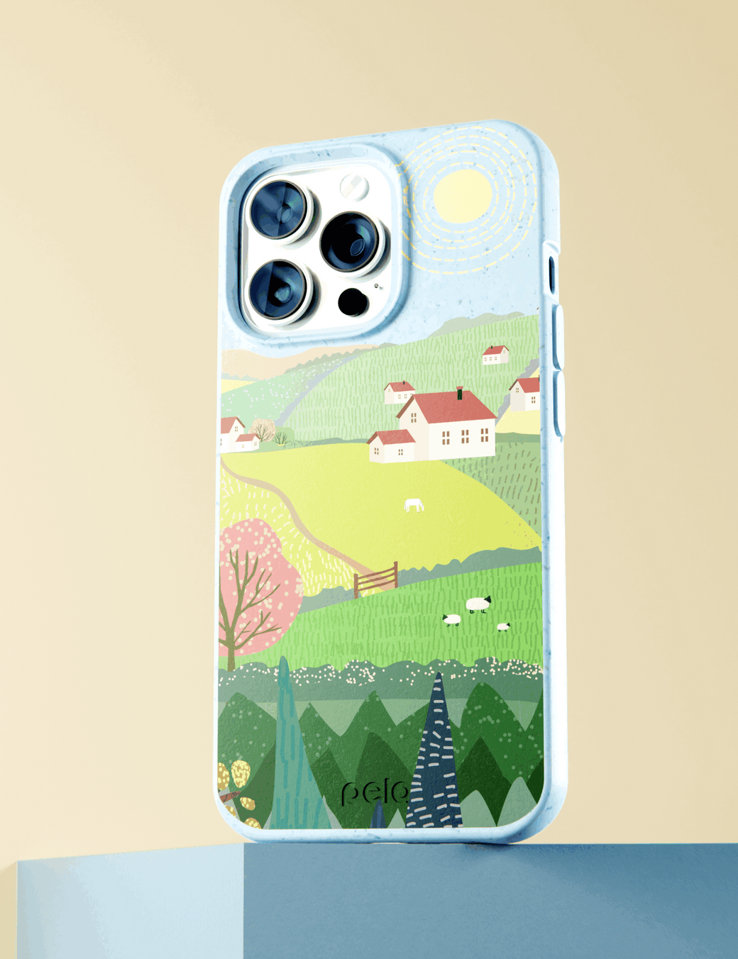 Powder Blue Sunny Countryside iPhone 14 Plus Case with MagSafe Module
