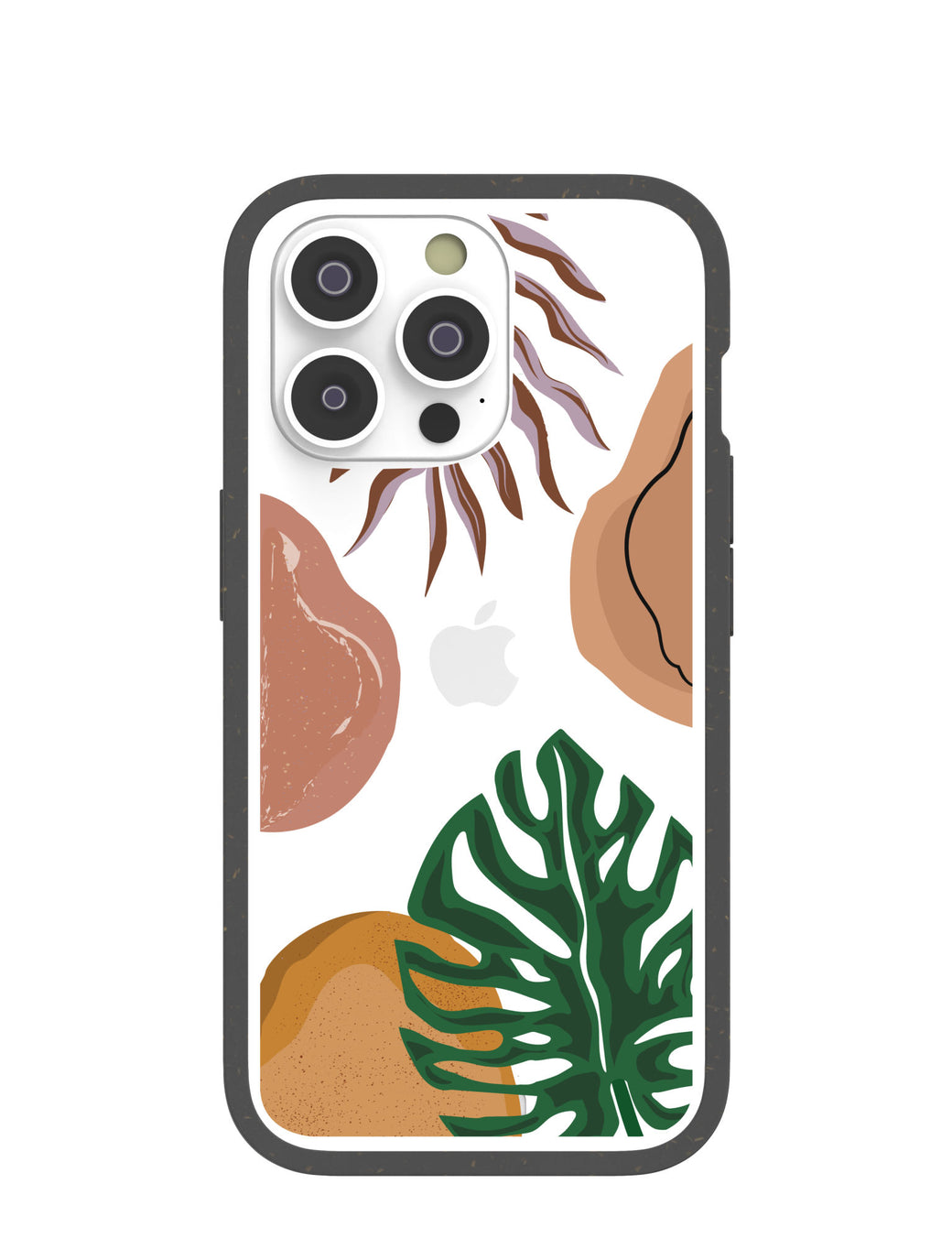 Clear Abstract Botanics iPhone 14 Pro Case With Black Ridge