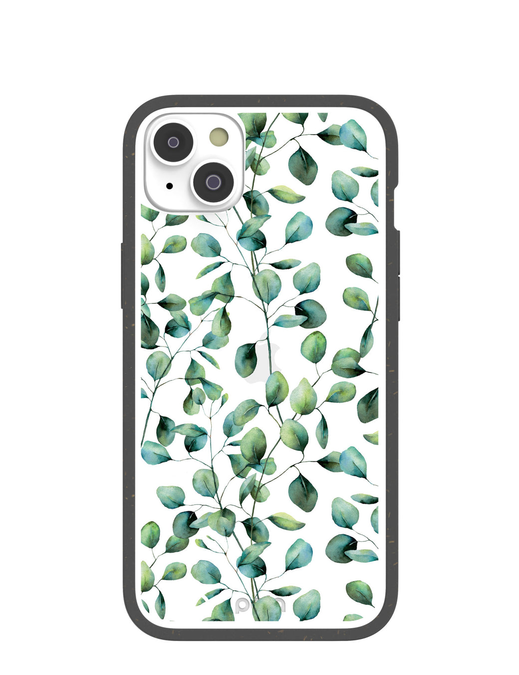 Clear Eucalyptus iPhone 14 Plus Case With Black Ridge