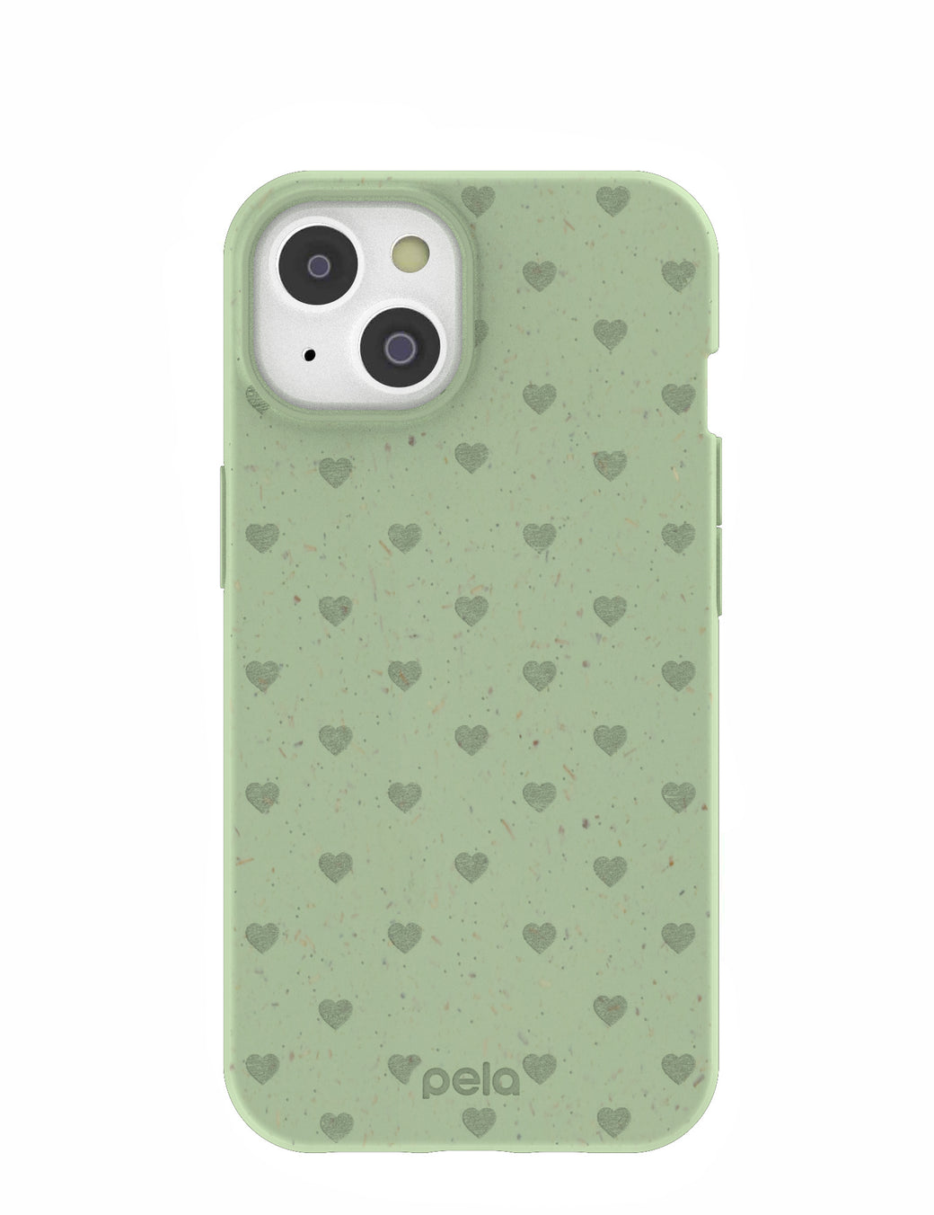 Sage Green Hearts iPhone 14 Case with MagSafe Module