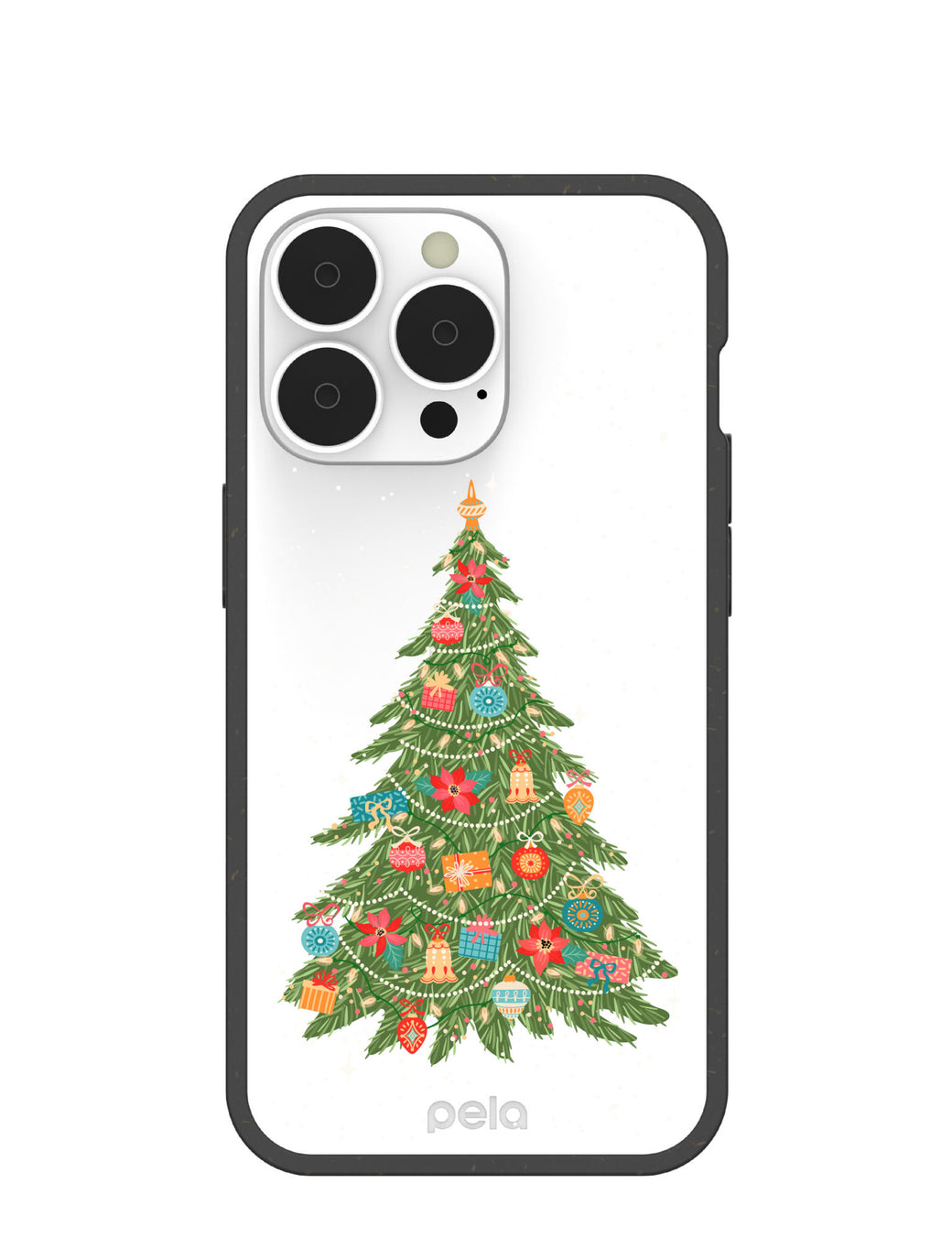 Clear Merry and Bright iPhone 13 Pro Case With Black Ridge