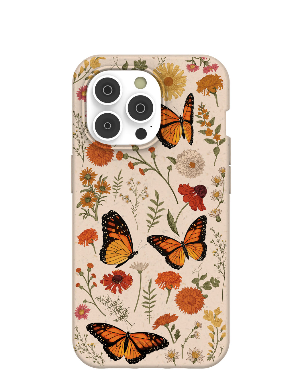 Seashell Monarch Butterfly iPhone 14 Pro Case with MagSafe Module