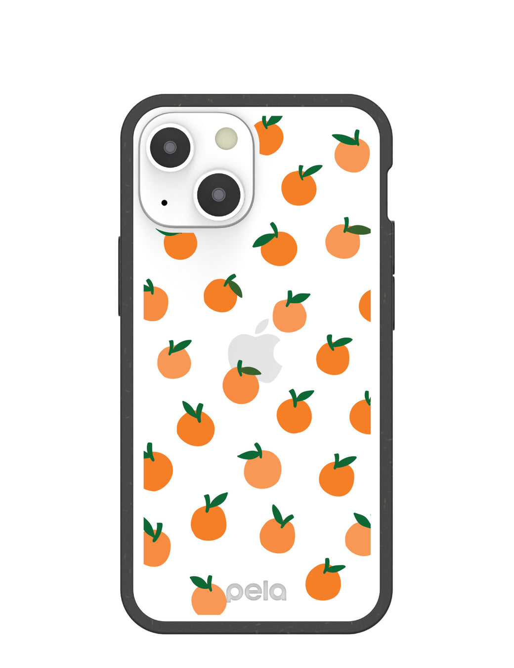 Clear Oranges iPhone 13 Mini Case With Black Ridge