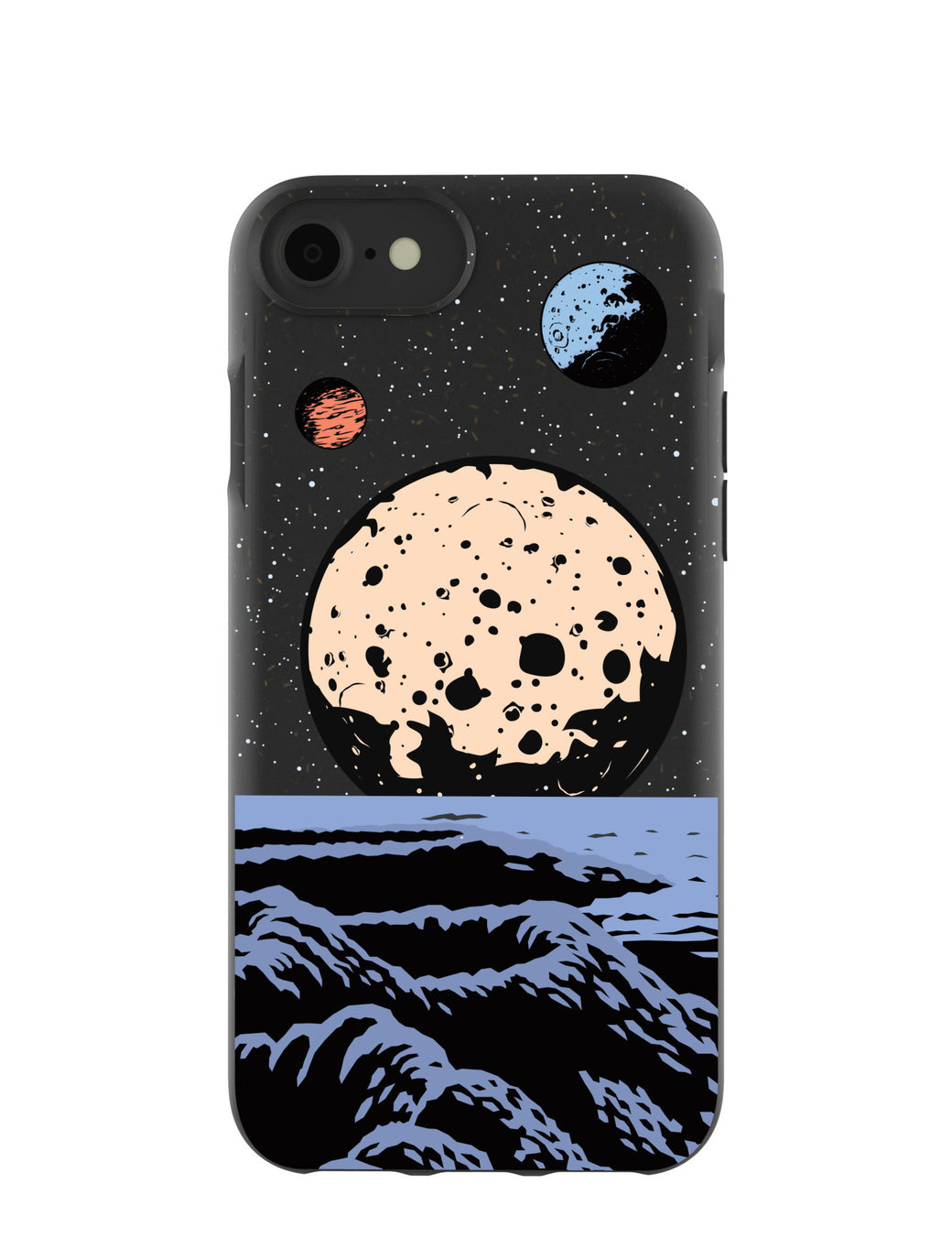 Black Retro Moon iPhone 6/6s/7/8/SE Case