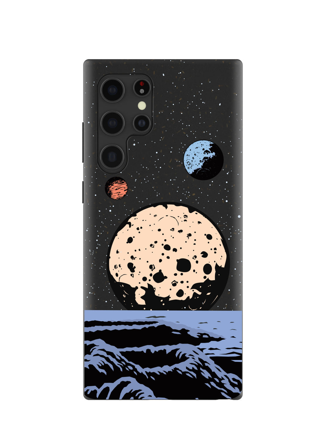 Black Retro Moon Samsung Galaxy S22 Ultra Case