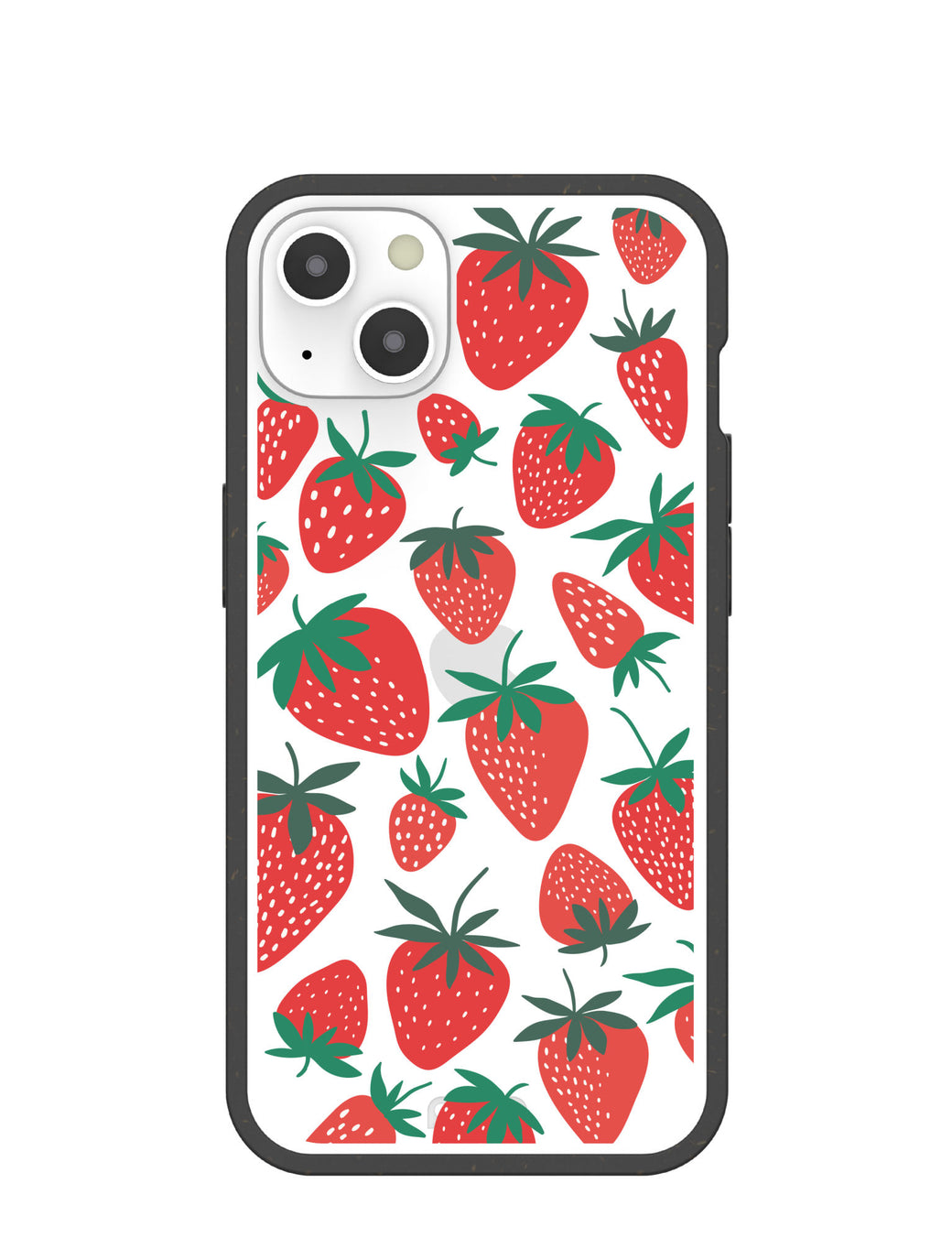 Clear Strawberries iPhone 13 Case With Black Ridge