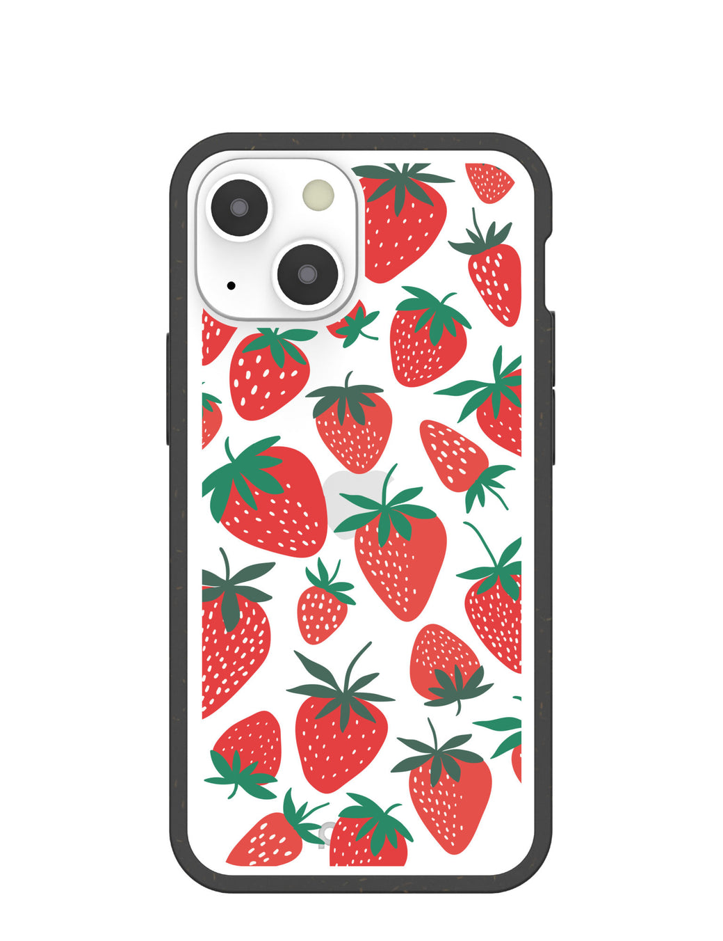 Clear Strawberries iPhone 13 Mini Case With Black Ridge