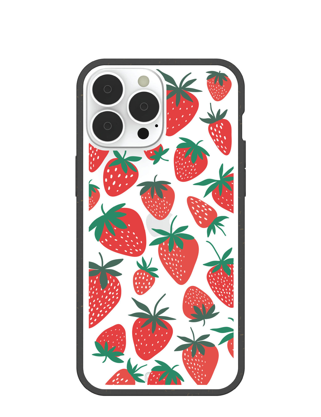Clear Strawberries iPhone 13 Pro Max Case With Black Ridge