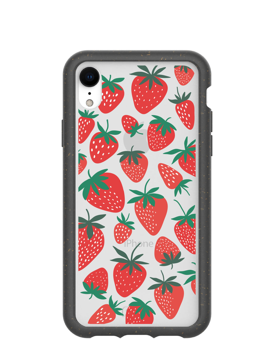 Clear Strawberries iPhone XR Case With Black Ridge