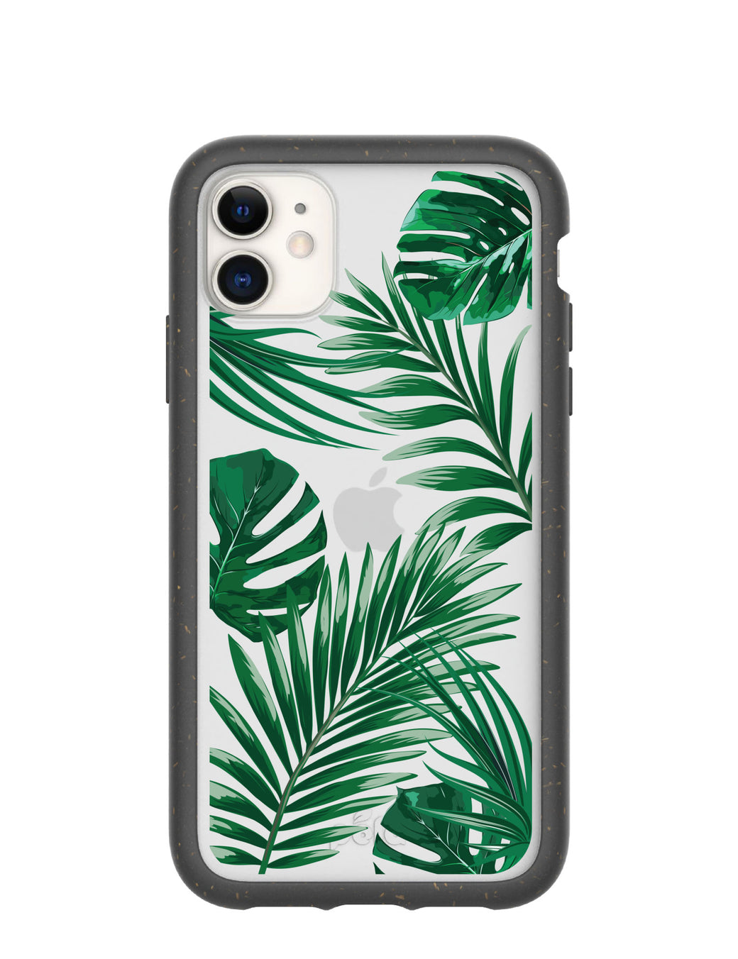 Clear Tropical Leaves iPhone 11 Case With Black Ridge