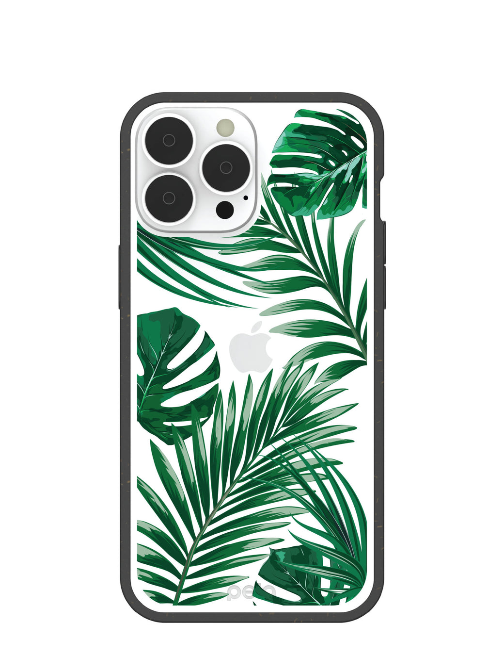 Clear Tropical Leaves iPhone 13 Pro Max Case With Black Ridge