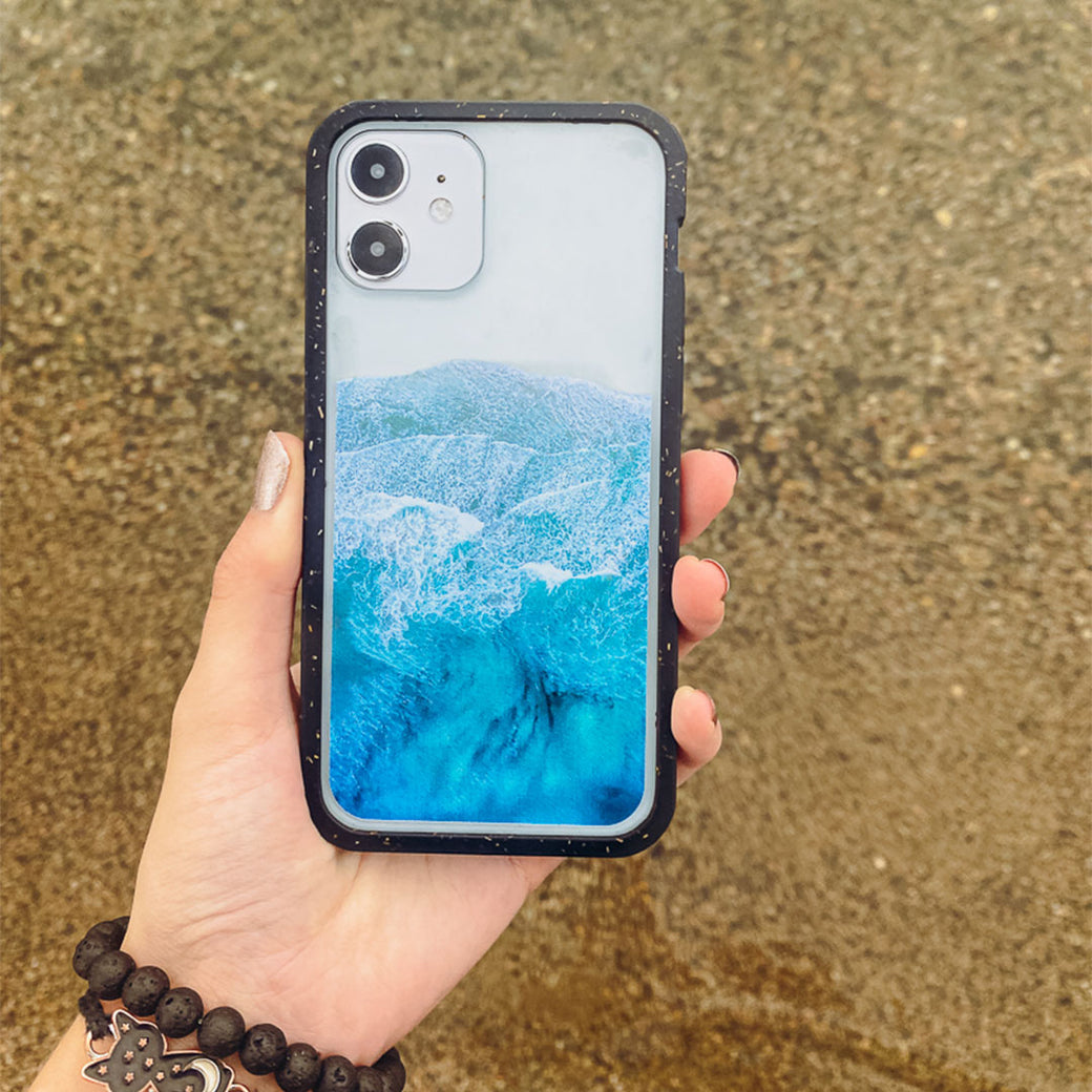 Clear Waves iPhone 11 Case With Black Ridge